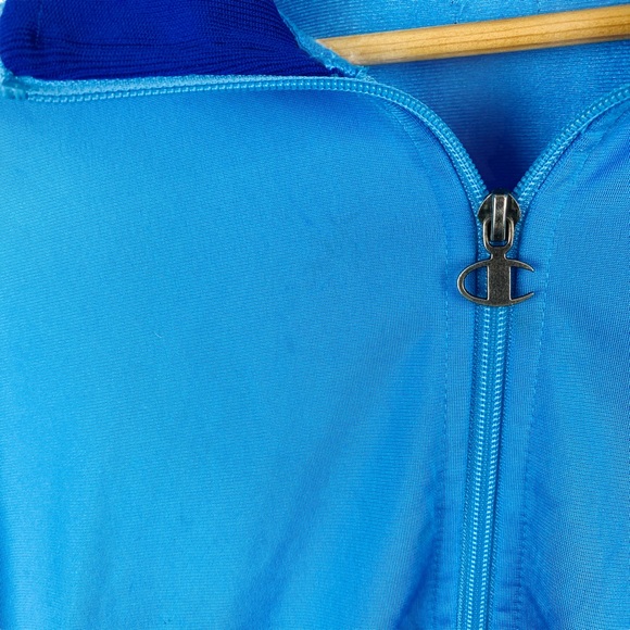 Champion Big C Life Embroidered Long Sleeve Zip Up Varsity Track Jacket Blue - Picture 14 of 16